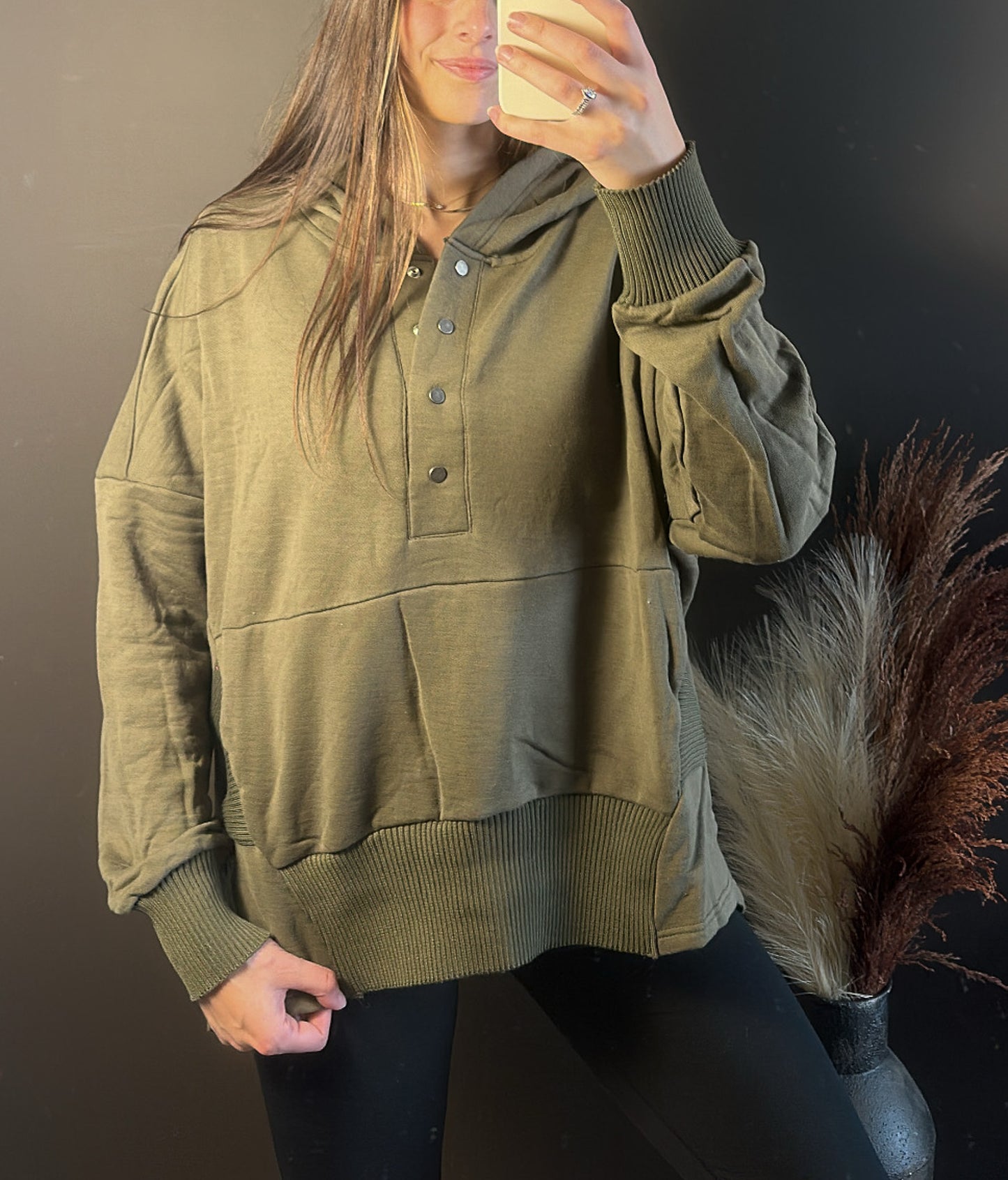 Olive Button Pullover