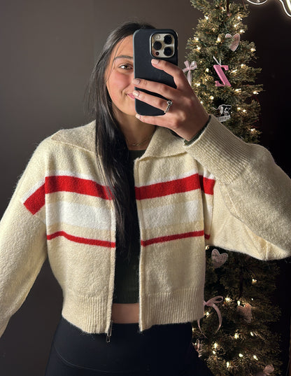 Eggnog Cropped Zip-up