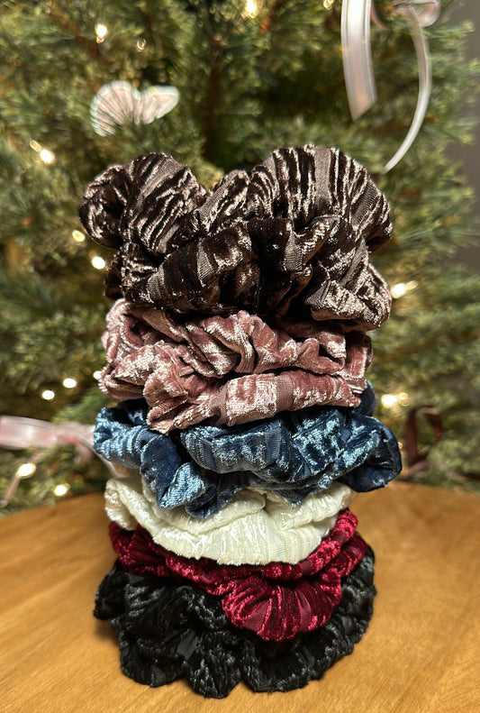 Winter Tone Velvet Scrunchies (2 Pack)