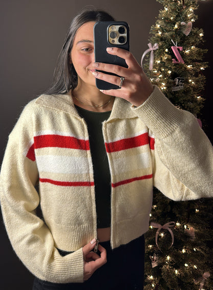 Eggnog Cropped Zip-up