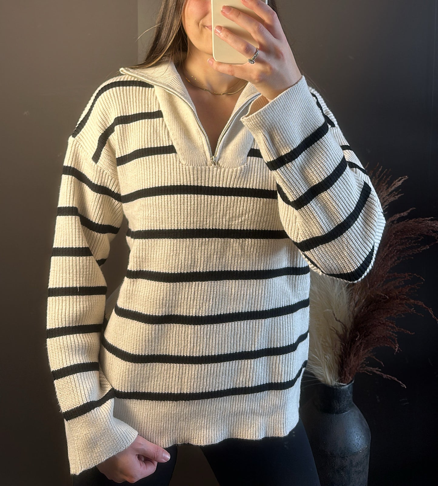 Cream & Sugar Striped 1/4 Zip