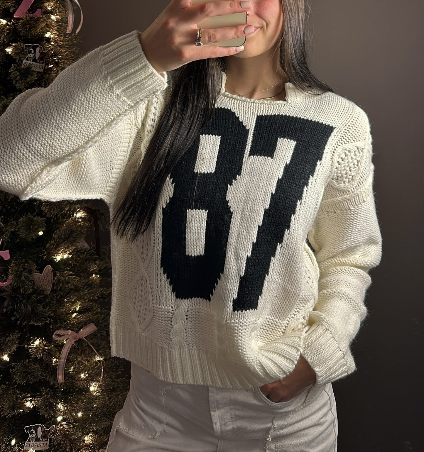 Cable Knit Varsity Sweater