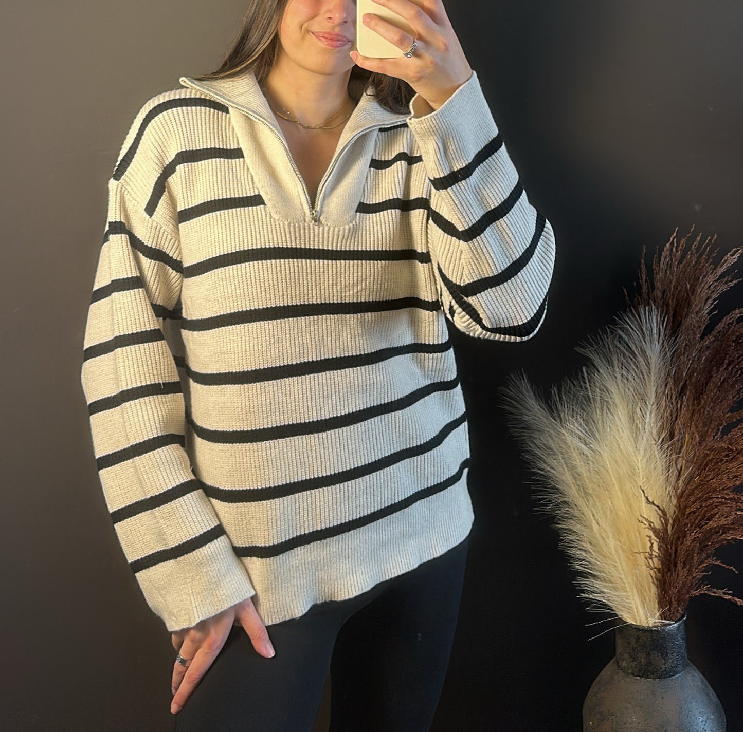 Cream & Sugar Striped 1/4 Zip