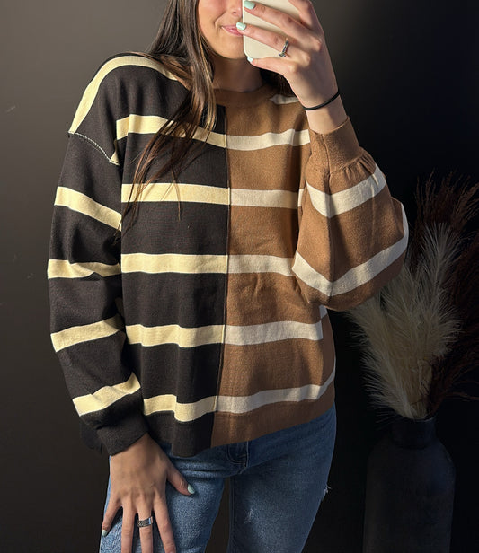 Half & Half Striped Pullover