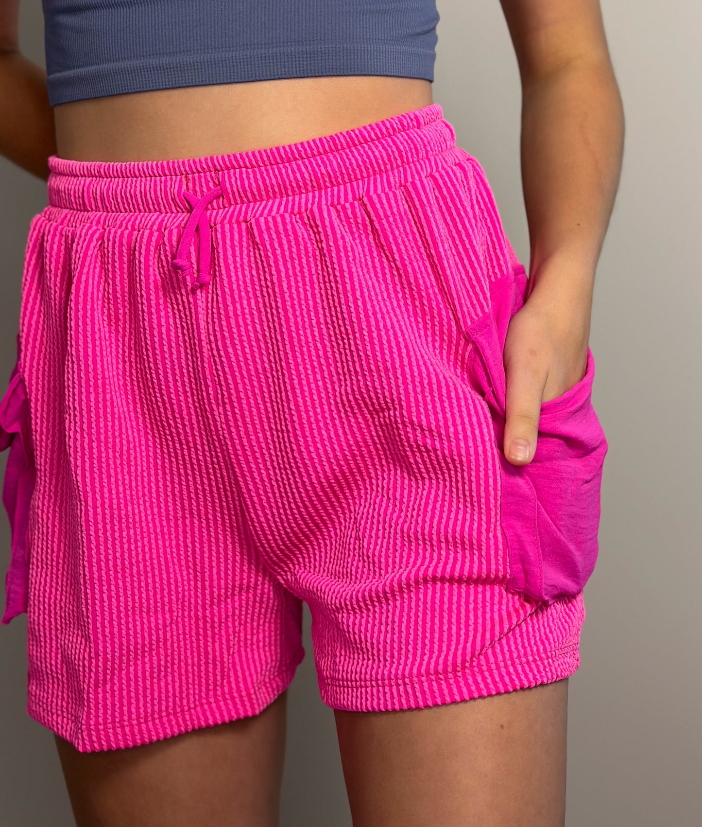 Cargo Wide Leg Shorts - Pink